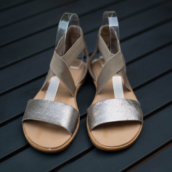 Sorel Ella II Sandals Womens US 8 Strappy Slip On Flats Metallic Ash Brown - Picture 2 of 16